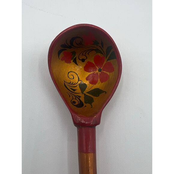 Russian Khokhlma Folk Art Collection Handmade‎ Wooden Spoons And Plate Floral - Picture 4 of 8